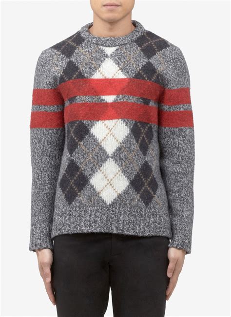 givenchy men sweater print plaid argyle|givenchy sweatshirt fleece.